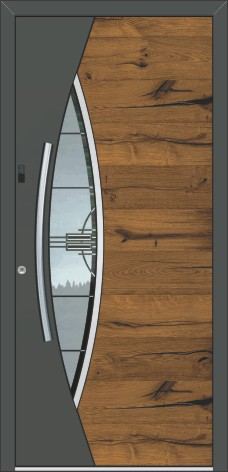 Inotherm Haustür Modell AAE 1046 mit Edelstahl-Ornamentrahmen